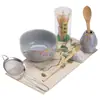 Conjunto de Tigela de Cerâmica para Matcha Floral Pintada à Mão, Suporte para Batedor de Matcha, Batedor de Matcha de Cerâmica, Xícara de Chá, Base para Batedor de Chá, Acessórios para Chá