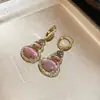 Pendientes de Flor Geométrica Irregular de Circonita de Color Dopamina Pendientes de Lujo Ligero de Gama Alta Pendientes de Moda Exquisitos para Mujer