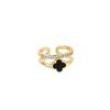 Anillo abierto de trébol con circonita incrustada de alta calidad chapado en oro de 18 quilates, anillo de gran venta para transmisión en vivo al por mayor