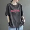 Camiseta de Manga Corta para Mujer, Moda y Tendencia Verano Nuevo Estilo, Corte Holgado, Adelgazante, Versátil, Estampada, Estilo Coreano, Top Simple de Cuello Redondo, Ins