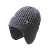 Chapéu de proteção auricular masculino inverno forrado de lã engrossado chapéu de lã quente ao ar livre chapéu de malha à prova de vento e frio chapéu transfronteiriço chapéu frio