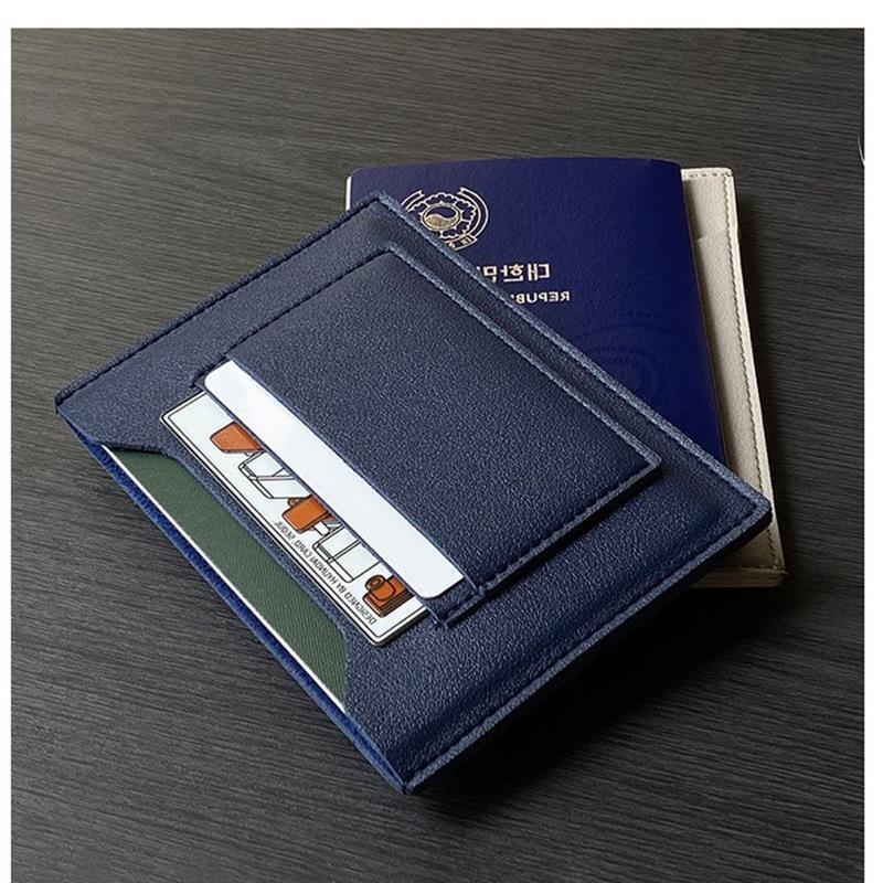 现货纯色皮革护照套卡包 简约多功能票据钱包卡包 机票夹护照皮