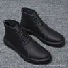 Botas Martin de couro com solado de borracha, moda plus size para todas as estações, combinam com tudo, sapatos masculinos