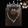 Conjunto de três peças para noiva: coroa, colar e brincos. Acessórios de cabelo para casamento. Acessórios de casamento. Coroa estilo coreano.