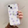 Capa de Celular Floral Roxa Estilo Europeu para iPhone 16, Capa Protetora Fresca e Simples para Apple 17Pm, Capa Macia Transparente de Cobertura Total