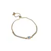 Pulsera Ovalada Simple de Zirconia Ojo Pulsera Antigua Vintage Retro Pulsera de Lujo Ligero Pulsera de Temperamento de Gama Alta para Mujer