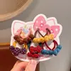 Conjunto de elásticos de cabelo infantis estilo coreano com bolinhas, laços e florzinhas, projetado para meninas prenderem o cabelo sem causar danos, acessórios de cabelo