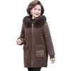 Abrigo de lana de invierno para madre de mediana edad estilo extranjero Noble abrigo para mujeres de mediana edad y mayores acolchado de terciopelo imitación visón terciopelo abrigo acolchado de algodón