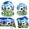 Festa Temática de Futebol da Copa do Mundo Suprimentos Conjunto Completo de Louças Parede de Fundo Toalha de Mesa Bandeira Plug-in para Bolo Balão