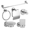 Comercio Exterior Transfronterizo Acero Inoxidable Cromado Fondo Redondo Accesorios de Baño Juego de Seis Piezas Toallero de Barra Única Aro para Toalla Portarrollos de Papel Higiénico