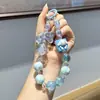 Cadena de teléfono móvil con colgante de cuentas para niña, cadena de teléfono móvil de cuentas DIY, colgante de llavero pintado a mano con dopamina