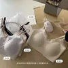 Sujetador tipo camisola de encaje estilo francés con escote en V para mujer, con copas fijas, cómodo, transpirable, sin costuras y con efecto push-up