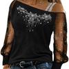 Ropa de Moda para Mujer 2024 Top Casual de Manga Larga con Cuello Diagonal Ropa para Mujer Camiseta Holgada con Hombros Descubiertos