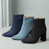 Botines cruzados de otoño e invierno para mujer con suela de goma, punta fina, antideslizantes, ligeros, cremallera lateral, tacón ultra alto, botas Martin de color liso versátiles
