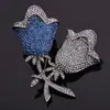 Boutique de Moda Europea y Americana Aleación Diamante Flor de Dos Colores Broche para Mujer Versátil de Gama Alta Ramillete al por Mayor