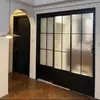 Puerta Deslizante Retro de Tres Secciones Estilo Francés Aleación de Titanio-Magnesio Divisor de Cocina Balcón Sala de Estar Riel Colgante Puerta Deslizante de Vidrio