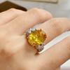 Transmisión en Vivo Bienestar Huevo de Paloma Grande Anillo de Diamante Amarillo para Mujer Lantopa Profunda de Londres Color de Apertura Anillo Tesoro