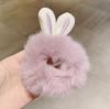 Invierno felpa orejas de conejo lazo para el cabello goma elástica diadema tocado adulto linda niña corazón felpa cuerda para el cabello pequeña joyería