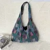 Bolso de Hombro Empalmado Retro Coreano, Bolso de Axila de Nicho Perezoso, Bolso Tote Casual de Gran Capacidad para Estudiantes y Viajeros