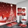 Cortina de ducha con estampado digital 3D, impermeable y resistente al moho, juego de cortinas de baño con temática navideña, tela impermeable engrosada para el baño