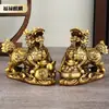 Adornos de Unicornio de Latón, un Par de Unicornios de Cuenco del Tesoro, Adornos Decorativos de Unicornio Ruyi, Adornos de Escritorio para Sala de Estar y Oficina