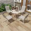 Mesa y silla de exterior madera plástica juego de tres o cinco piezas patio anticorrosión impermeable Protección Solar combinación Ocio exterior balcón jardín