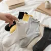 Calcetines Bajos de Malla Transpirable Color Sólido Dulce con Volantes Transpirables Estilo Universitario de Moda para Mujer