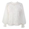 2026 Novo Estilo Branco Estilo Coreano Solta Manga Longa Manga Lanterna de Renda Base Camisa Top Interno Blusa Feminina