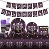 Decoração de festa de aniversário de caveira de Halloween, adereços para montagem do local, pratos de papel descartáveis, copos de papel e conjunto de guardanapos de papel