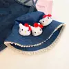 Bonito Sombrero de Pescador de Mezclilla de Gatito para Mujer, Estilo Coreano de Verano, Sombrero de Cubo Adelgazante, Circunferencia de Cabeza Grande, Sombrero de Protección Solar