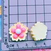 Cara brillante incrustada flor de cinco pétalos bicolor pasador clip para diadema resina de pegamento crema parches de accesorios DIY de resina