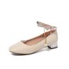 Sapatos de Salto Alto Infantil Primavera 2025, Sapatos de Performance para Estudantes de Meia-Idade e Mais Velhos, Vestido Dourado para Passarela, Sapatos de Princesa para Meninas