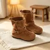 Nuevas Botas Cortas Retro Merlot para Niñas Otoño/Invierno 2026 Forro Sencillo Otoño/Invierno Versátiles Simples Botas Birkenstock de Dos Vías para Niños