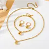 Dongguan Aço Titânio Brincos Pulseira Colar Corrente de Bolas Sólidas Verão Não Desbota Joias de Aço Inoxidável Femininas Conjunto de Joias