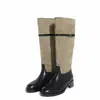 En Stock, Envío Mismo DíaBotas de Montar Redondas de Tacón Grueso Estilo Xin Zhilei con Bloques de Color Botas Western Vaqueras Largas Versátiles