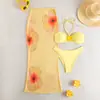 Biquíni Estilo Europeu e Americano Transfronteiriço 2026 Novo Maiô Sexy da Moda Duas Peças para Mulheres, Conjunto de Roupa de Banho Três Peças Emagrecedor e Valorizador