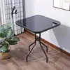 Mesa de Exterior, Mesa de Comedor Cuadrada Redonda de Cristal Templado a Prueba de Lluvia, Mesa de Café Cuadrada Redonda para Balcón, Mesa de Café Pequeña, Mesa de Hierro Comercial para Ocio