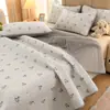Capa de cama/cobertor dupla face para todas as estações, um lado é 100% algodão e o outro é fleece de bebê, espessado e acolchoado para aquecimento, adequado para camas de tatami