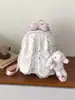 Colección de otoño 2026 de estilo japonés transfronterizo: mochila de encaje con lunares y flores y orejas de conejo, versátil para ir al trabajo, elegante y de alta calidad