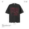 Camiseta de Algodão Puro Pesado 250g Marca Americana Tendência Estampa de Letras Manga Curta para Homens e Mulheres Verão Solta Exportação Transfronteiriça Atacado