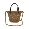 Bolso de mano de paja tejido de moda, nueva colección de verano 2026, estilo rústico, bolso cruzado para vacaciones y la playa, minibolso tipo cubo