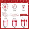 Novo Natal Festa Tema Ano Novo Louça Prato de Papel Vermelho Copo de Papel Guardanapo Louça de Festa Árvore de Natal