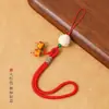 Nuevo Estilo Colgante para Teléfono Móvil Ruyi de Caqui Correa Corta para Muñeca Hombres y Mujeres Llavero con Colgante de Caqui de Vidrio Placa Antiperdida