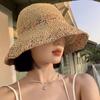Sombrero de Sol de Verano Hueco Parasol Transpirable No Sofocante Arcoíris Vacaciones Junto al Mar Ala Ancha Tejido Pescador Sombrero de Paja Mujeres