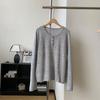 2025 Principios de Otoño Cuello Redondo Manga Larga Estilo Sencillo Otoño Estilo Coreano Tejido de Lana Moda Top Tejido Fino para Mujer