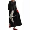 Outono 2025 Novo Moda Feminina Amazon Solto Gola Redonda Alto Padrão Impressão 3D Transfronteiriço Europeu e Americano Vestido