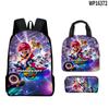 Set de Tres Piezas: Mochila Escolar Transfronteriza de Mario Kart, Lonchera Infantil, Estuche