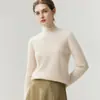 Suéter de Cashmere Feminino Baicaierong Outono/Inverno 2026 com Barra Rebatida e Gola Semi-Alta, Tricô de Lã com Design Versátil