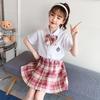 Jk Uniforme Camisa Das Meninas Das Crianças Verão Japonês Genuíno Escola Primária Xadrez Conjunto Conjunto Completo Estilo Da Faculdade Saia Plissada