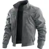 Primavera 2026 Nuevo Transfronterizo Amazon Chaqueta Casual 3D Color Sólido Cuello Alto Cremallera Camisa Chaqueta Deportiva a la Moda Cortavientos para Hombre